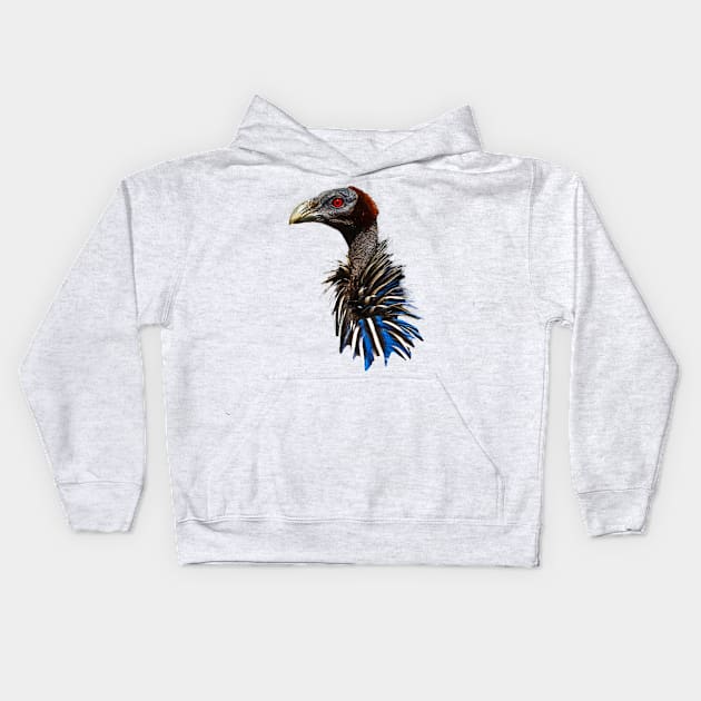 Vulturine Guinea Fowl Kids Hoodie by dalyndigaital2@gmail.com